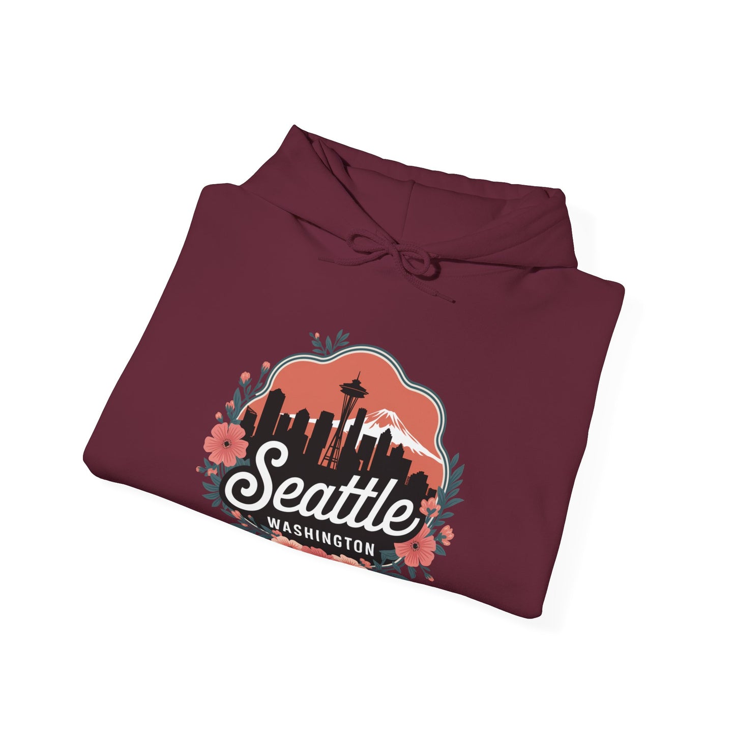 Floral Seattle City Skyline Hoodie