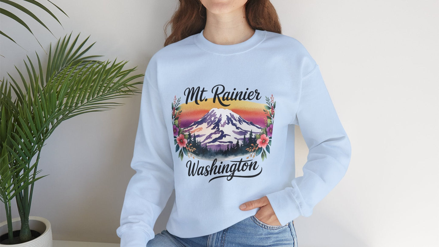 Mt. Rainier - Washington Floral Sunset Sweatshirt