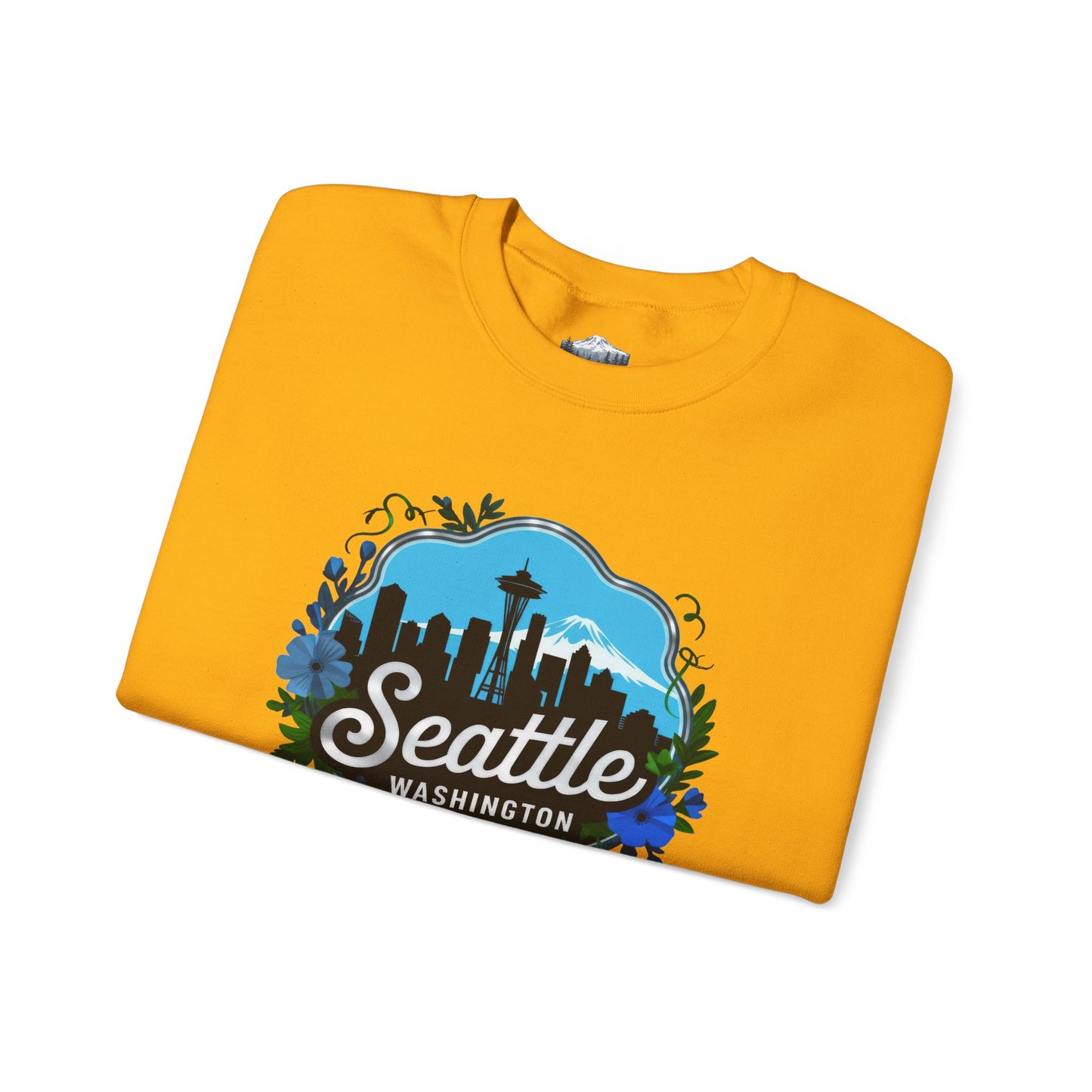 Floral Blue Seattle City Skyline Sweatshirt