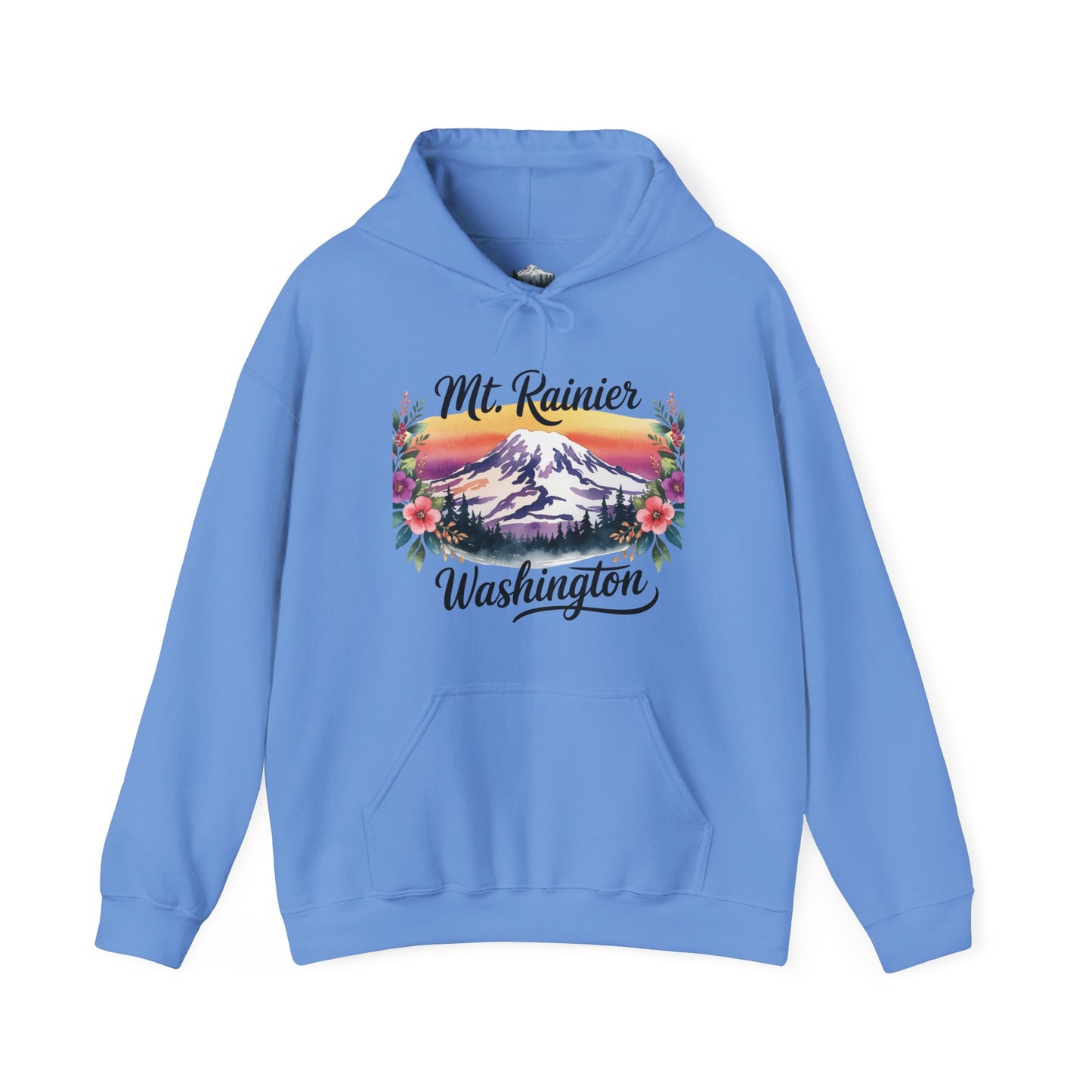 Mt. Rainier - Washington Floral Sunset Hoodie