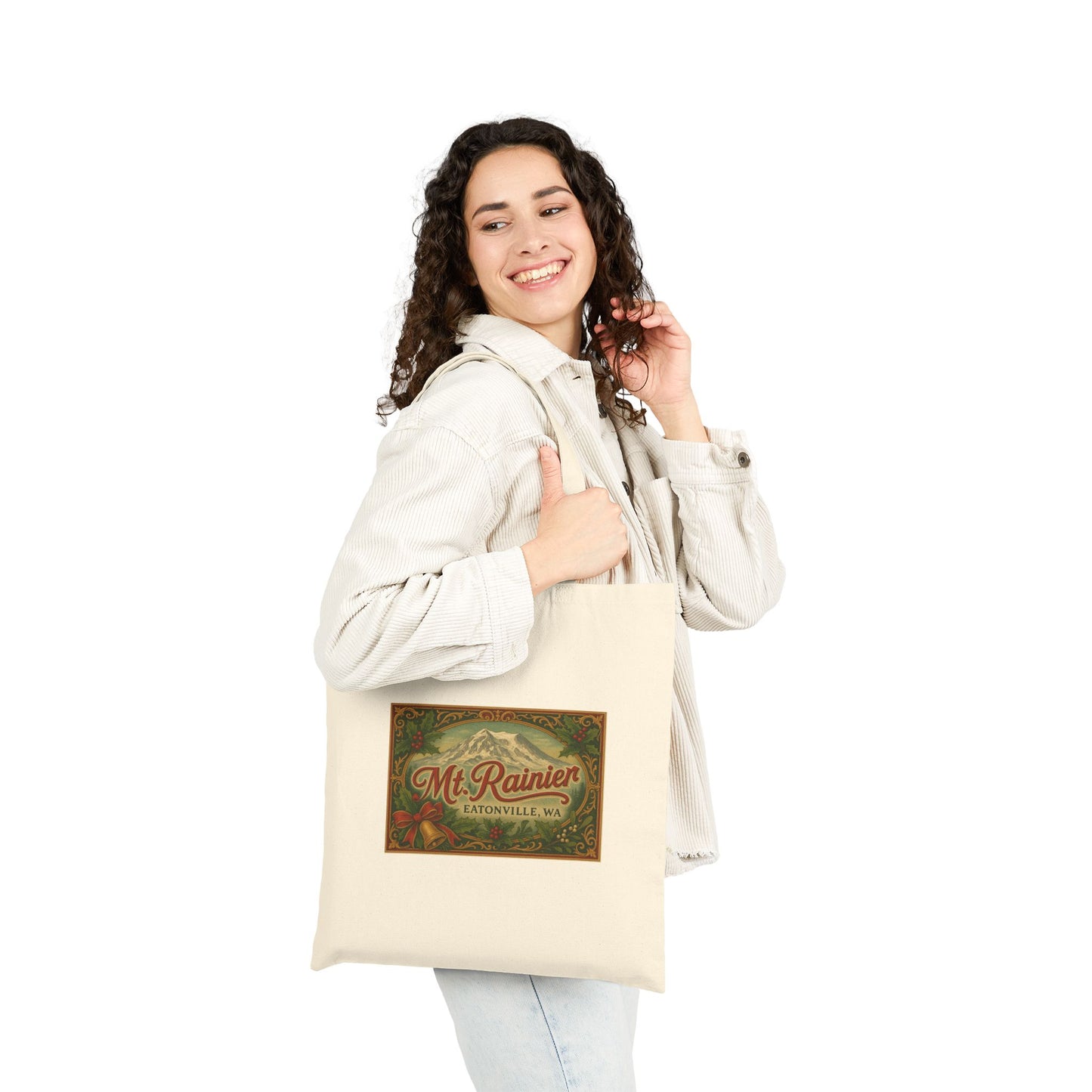 Mt. Rainier - Eatonville, WA Victorian Christmas Canvas Tote Bag