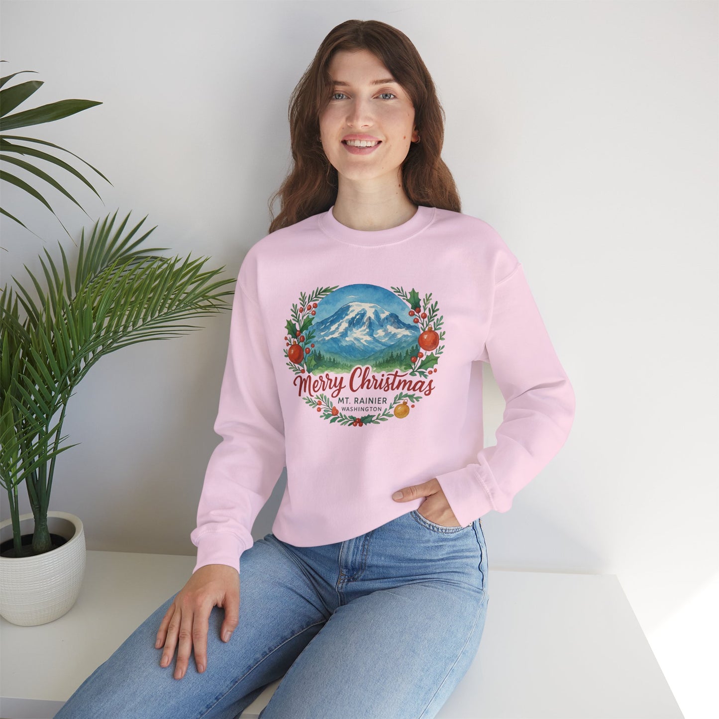 Mt. Rainier - Washington Merry Christmas Sweatshirt