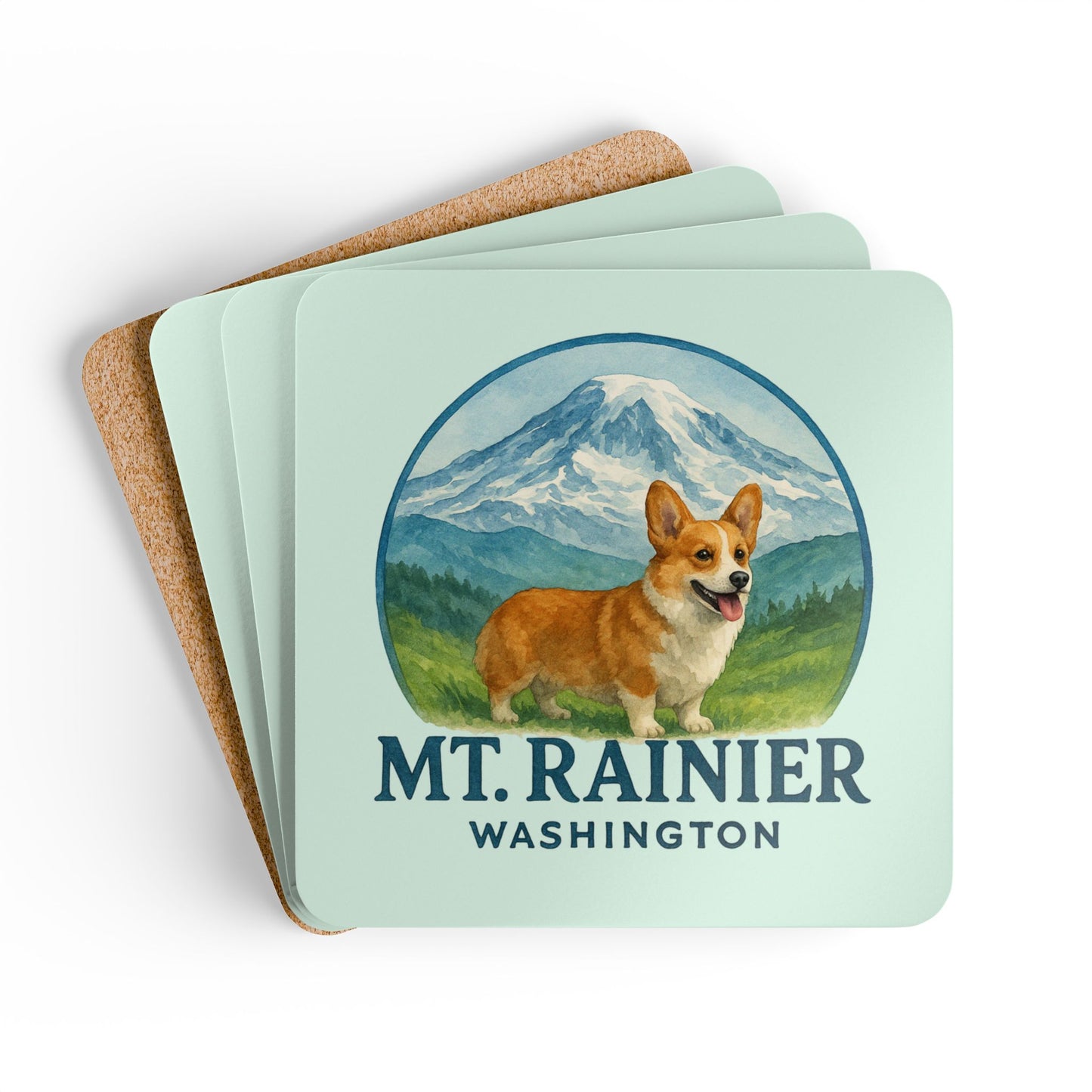 Mt. Rainier - Washington Corgi Coaster Set
