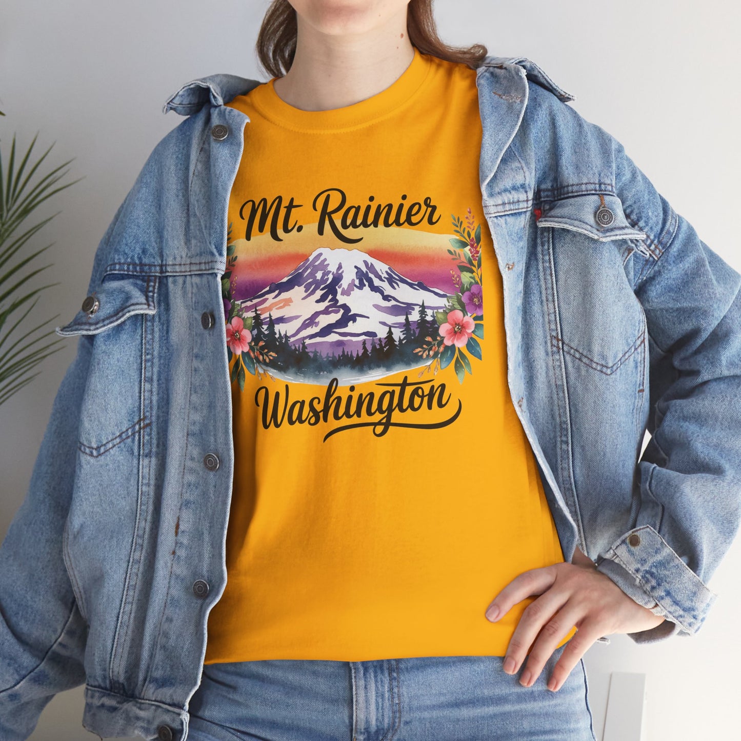 Mt. Rainier - Washington Floral Sunset T-Shirt