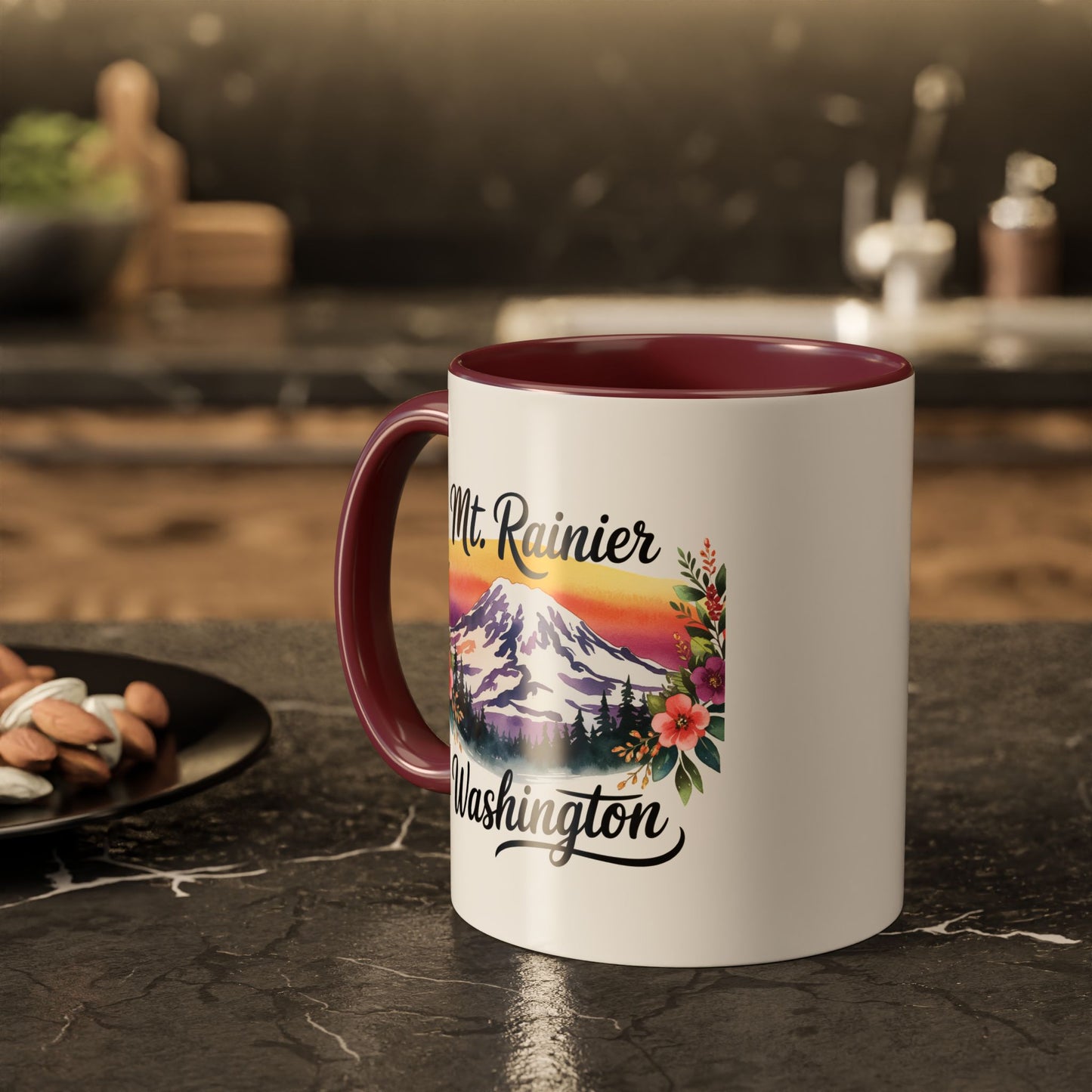 Mt. Rainier - Washington Floral Sunset Mug