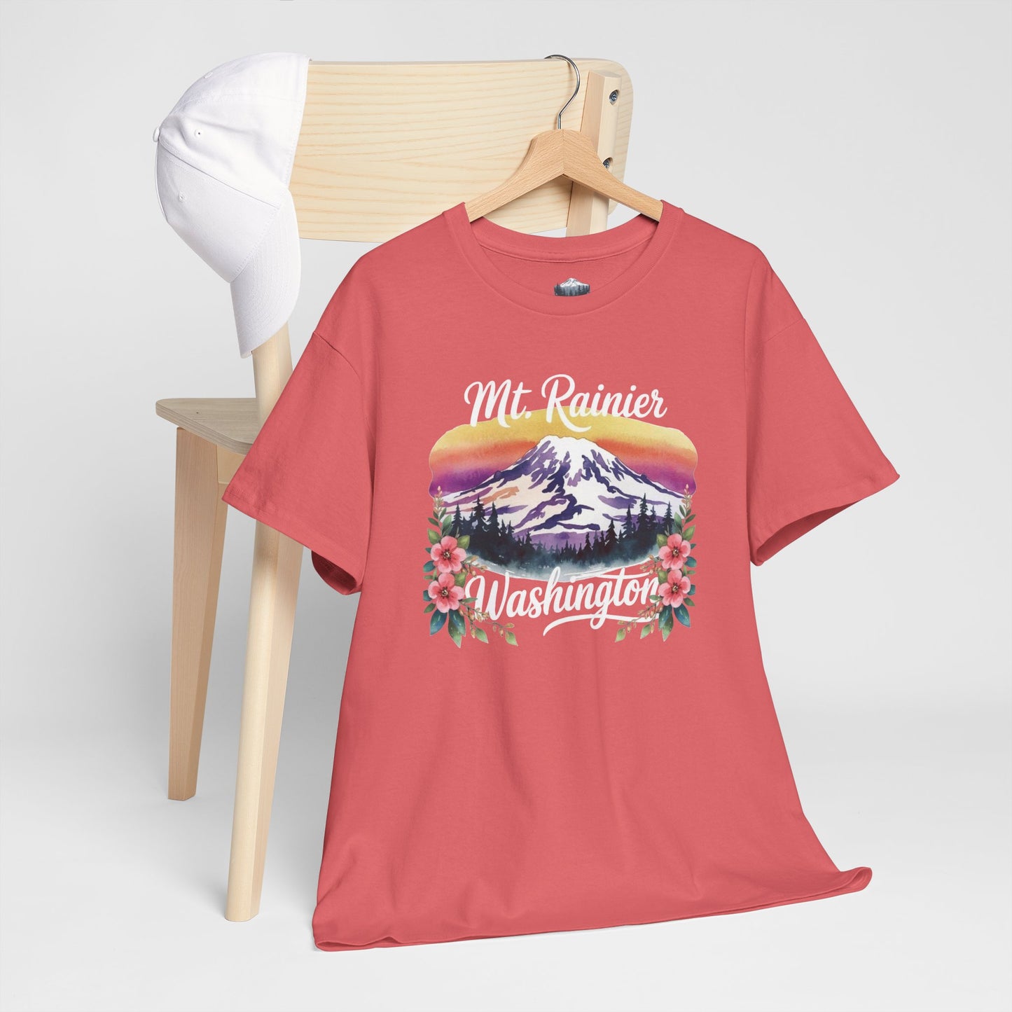 Mt. Rainier - Washington Floral Sunset T-Shirt