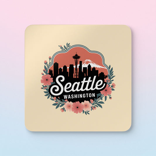 Floral Seattle City Skyline Coaster Set