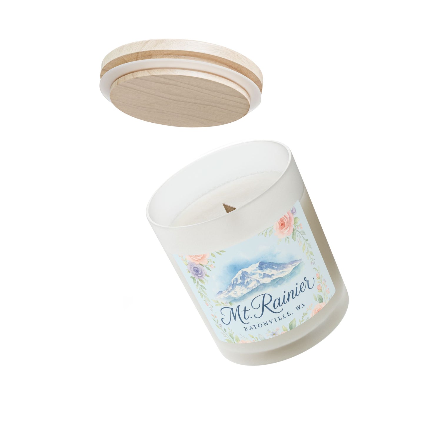 Mt. Rainier - Eatonville, WA Rose Garden Frosted Glass Candle