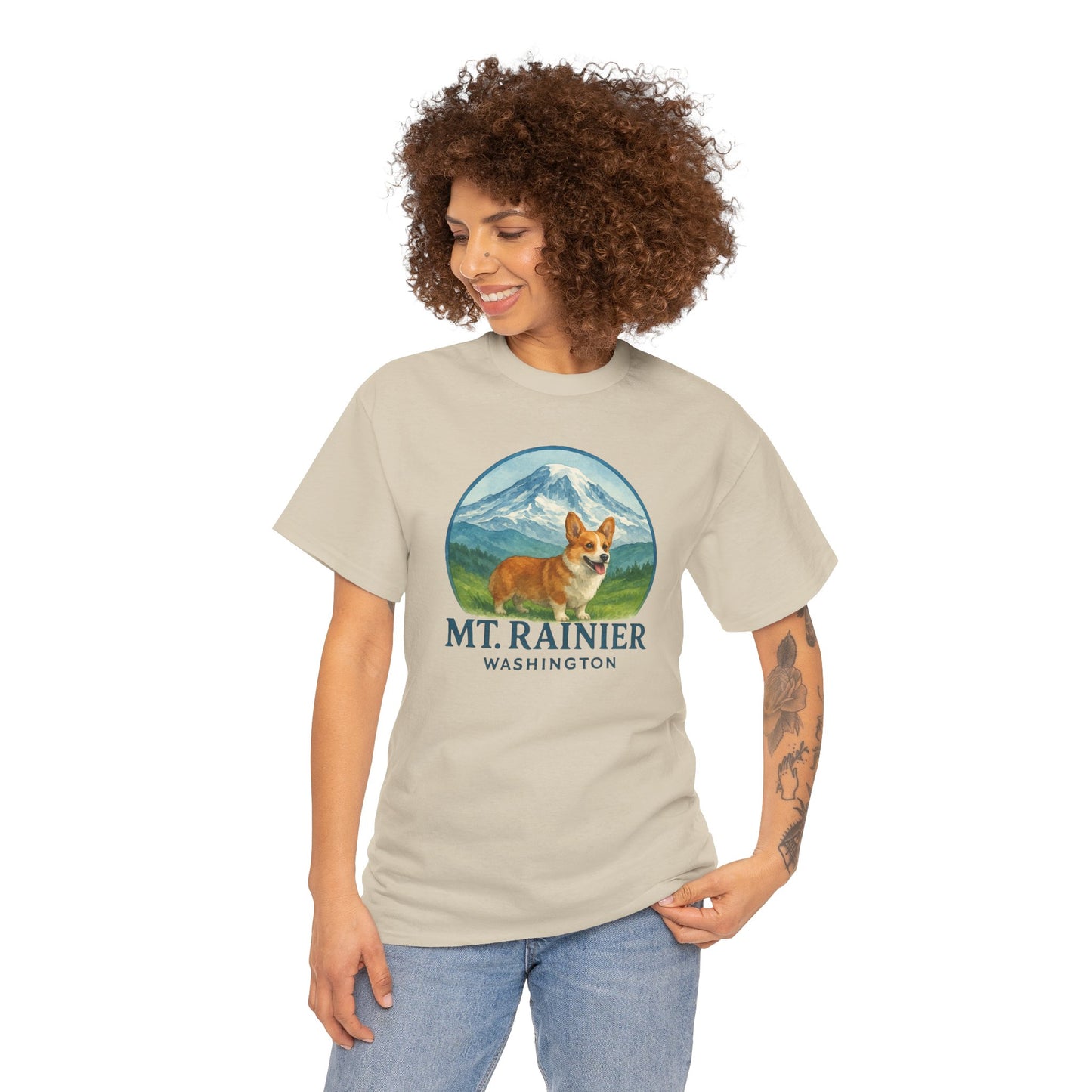 Mt. Rainier - Washington Corgi T-Shirt