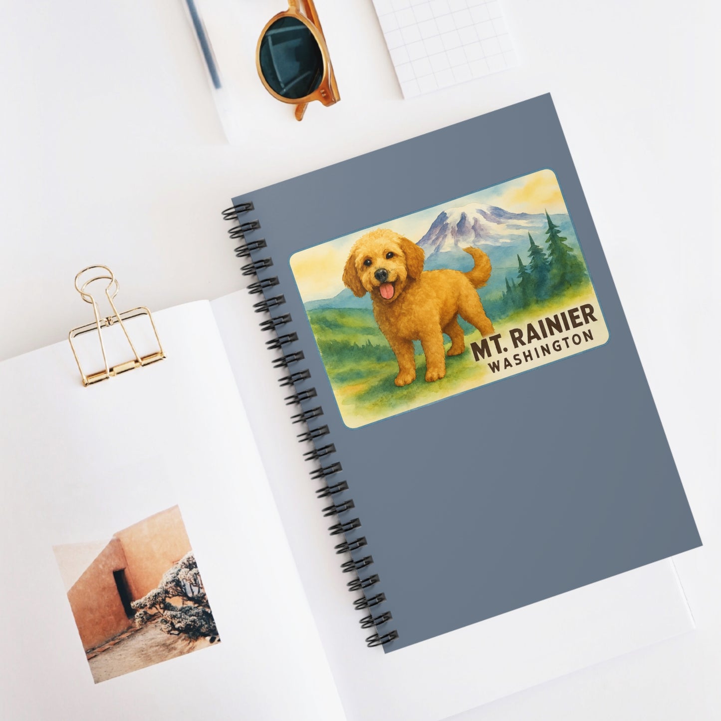 Mt. Rainier - Washington Golden Doodle Spiral Notebook