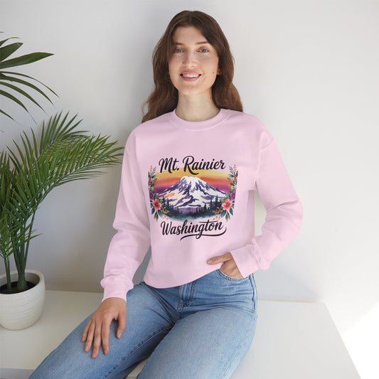 Mt. Rainier - Washington Floral Sunset Sweatshirt