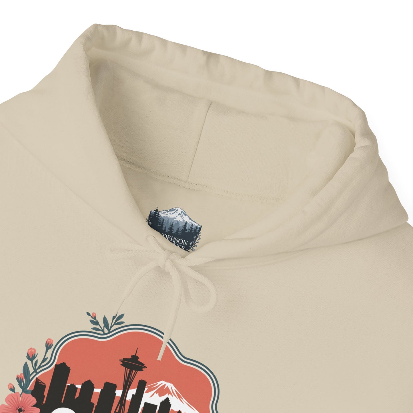 Floral Seattle City Skyline Hoodie