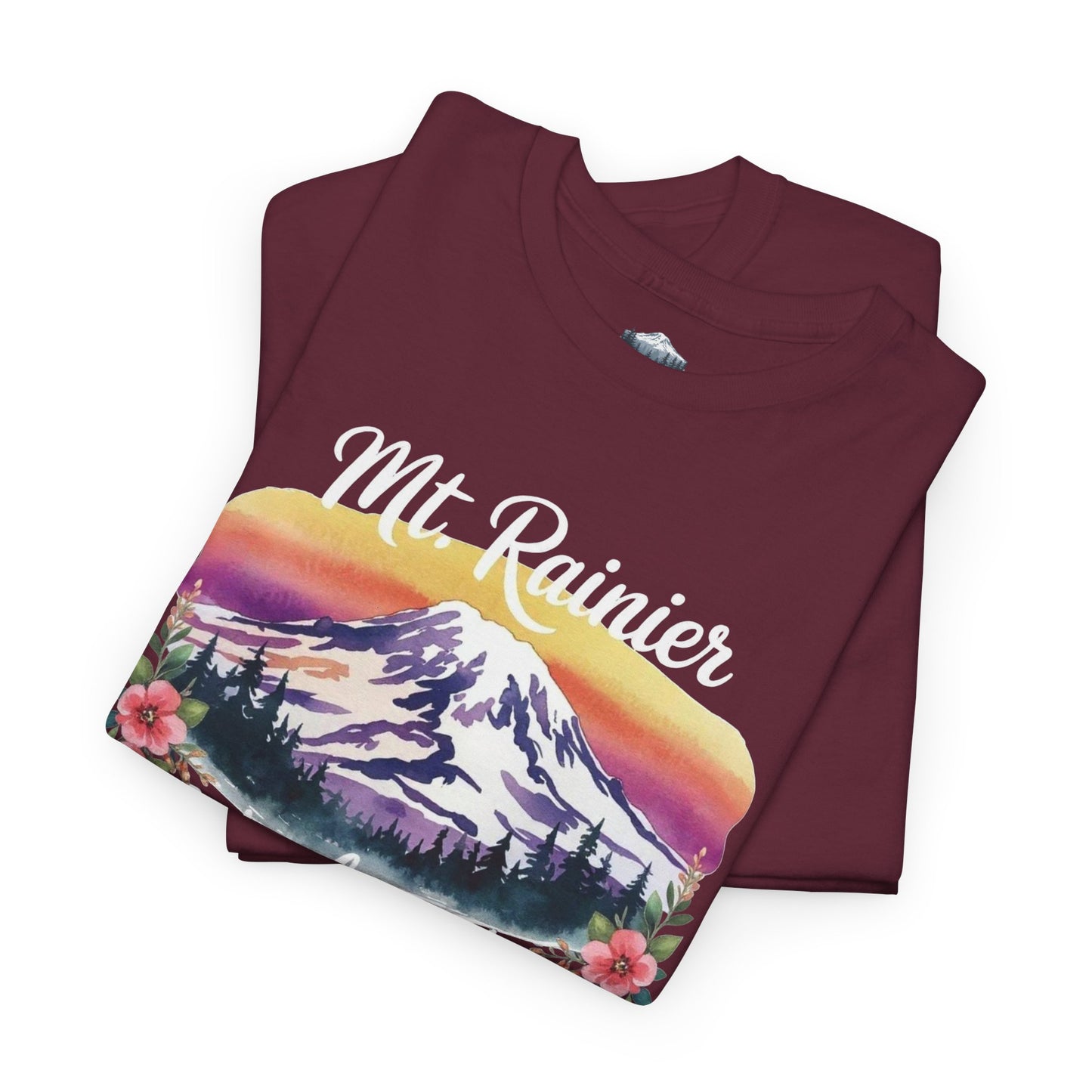 Mt. Rainier - Washington Floral Sunset T-Shirt
