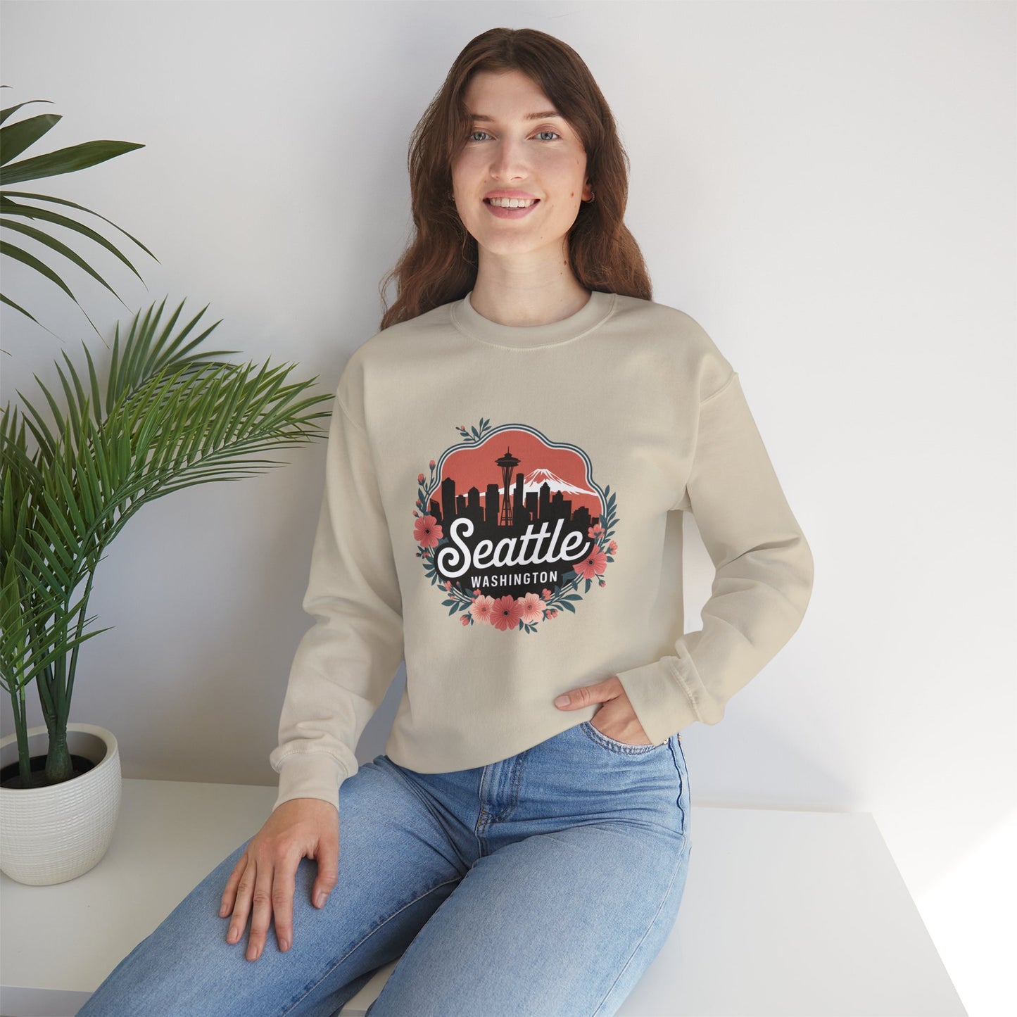 Floral Seattle City Skyline Sweatshirt