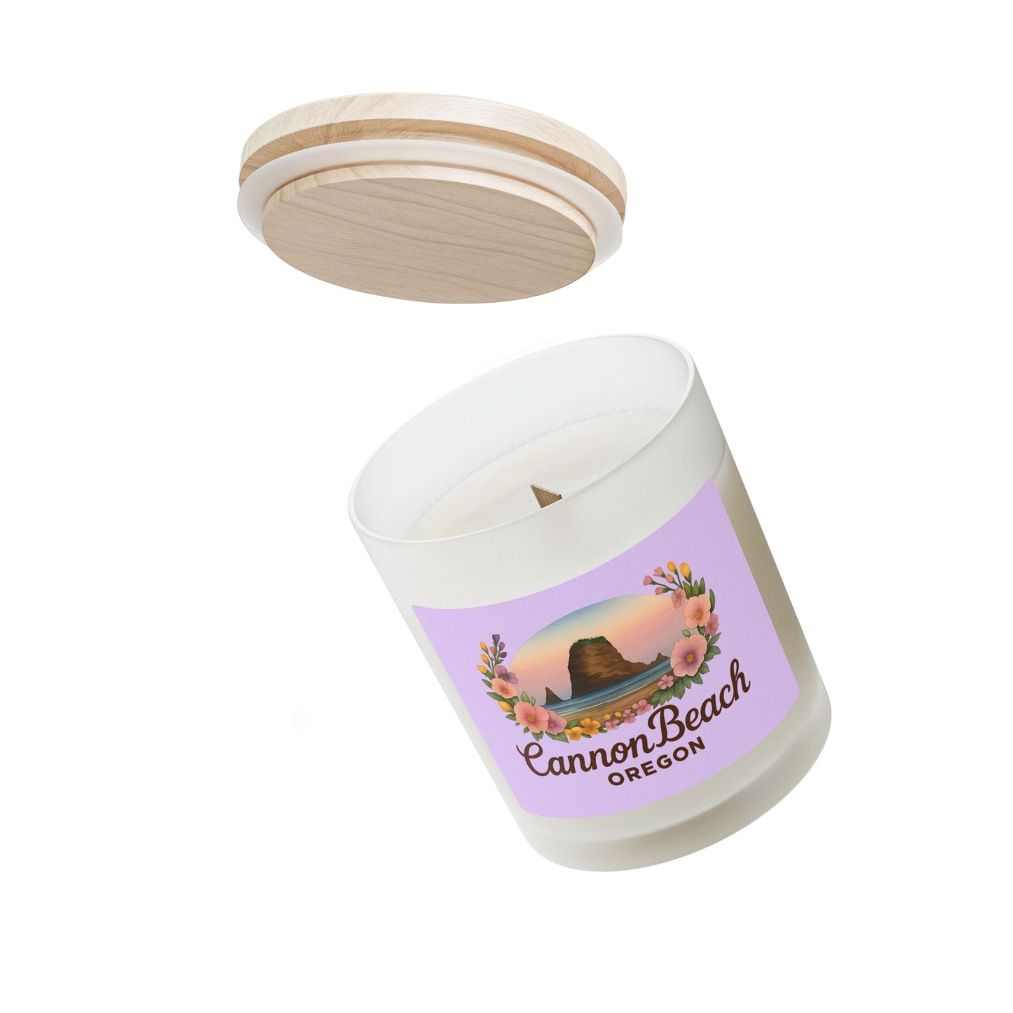 Cannon Beach Haystack Rock Frosted Glass Candle