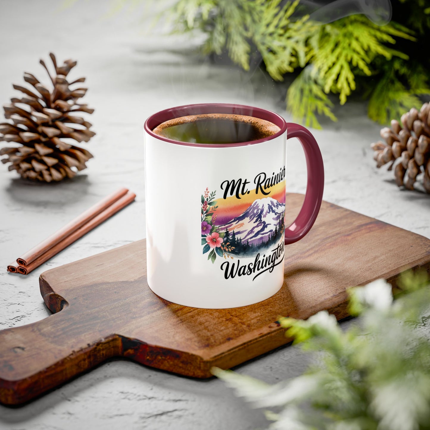 Mt. Rainier - Washington Floral Sunset Mug
