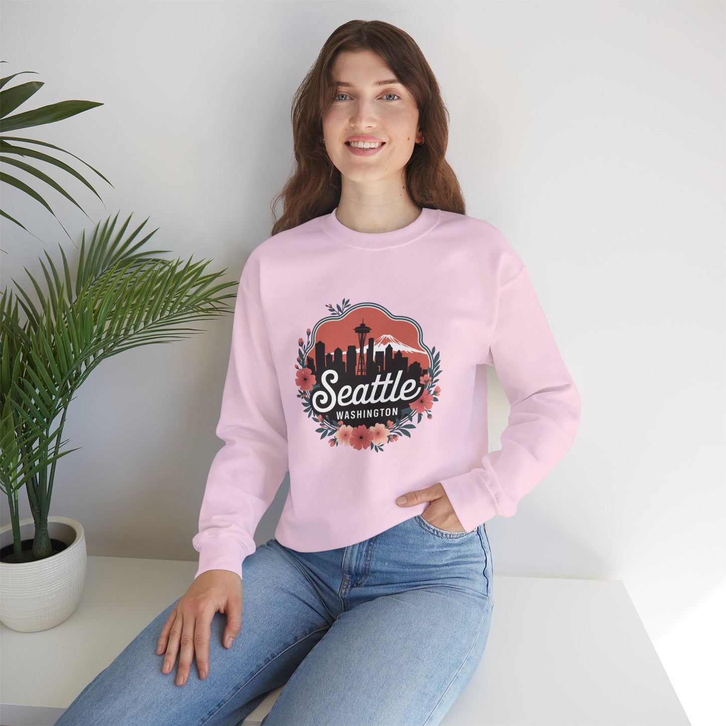Floral Seattle City Skyline Sweatshirt