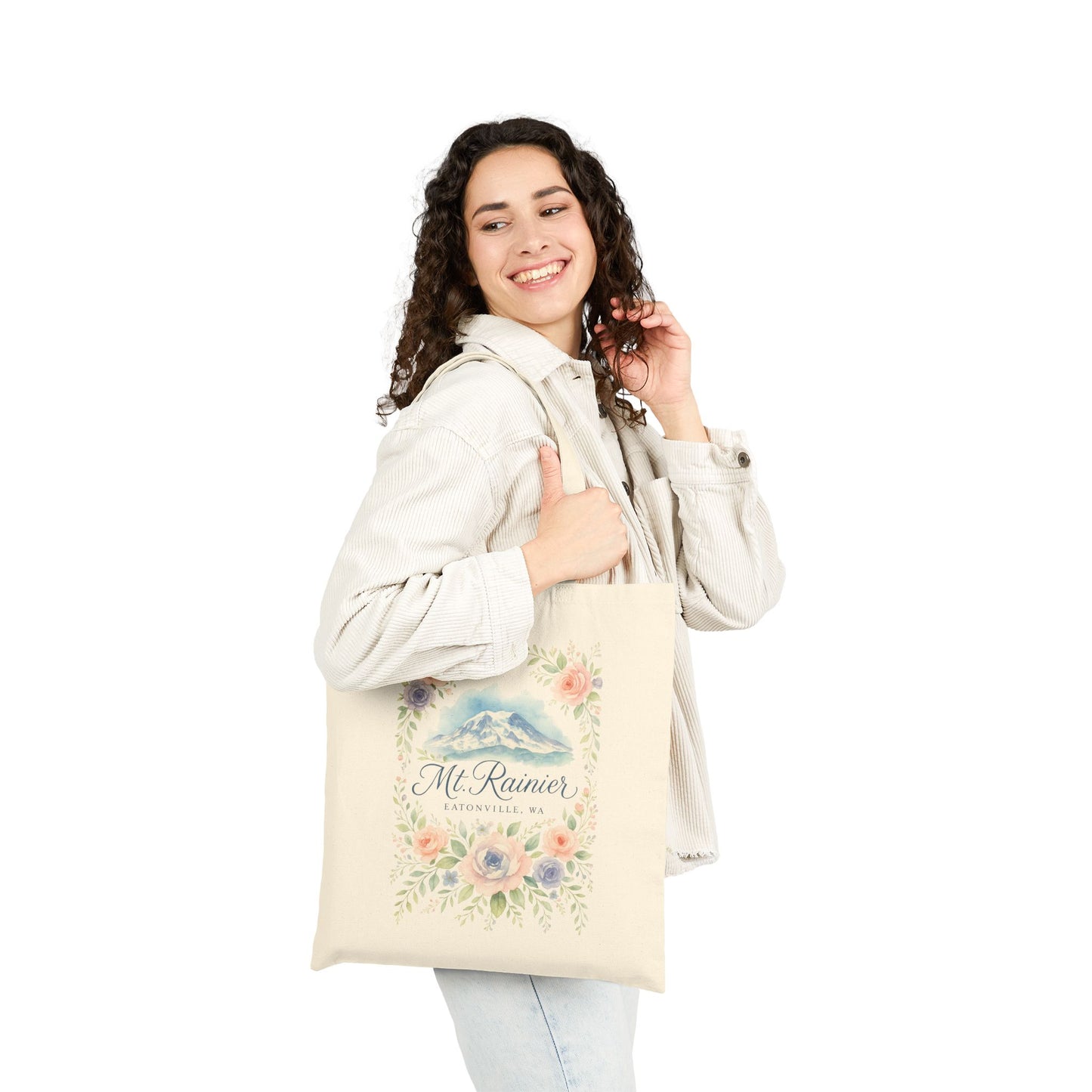 Mt. Rainier - Eatonville, WA Rose Garden Canvas Tote Bag