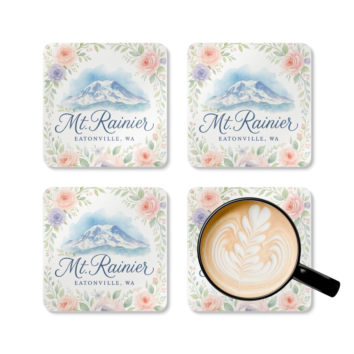 Mt. Rainier - Eatonville, WA Rose Garden Coaster Set