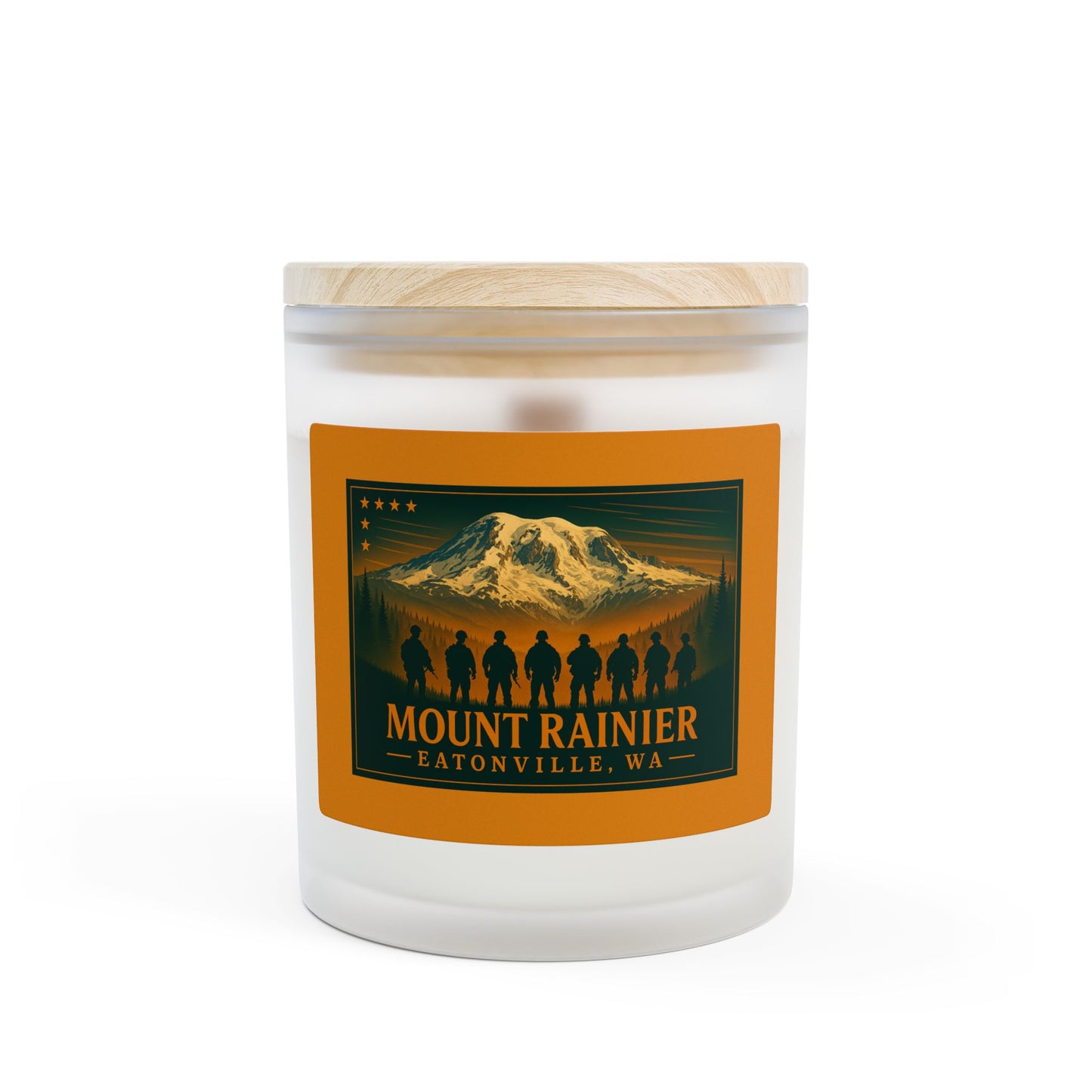 Mount Rainier - Eatonville, WA Military Frosted Glass Candle
