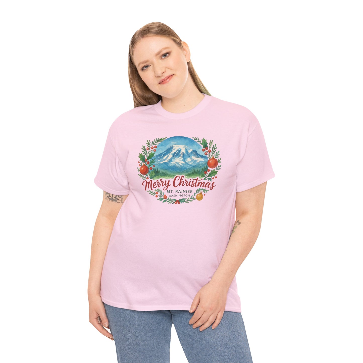Mt. Rainier - Washington Merry Christmas T-Shirt