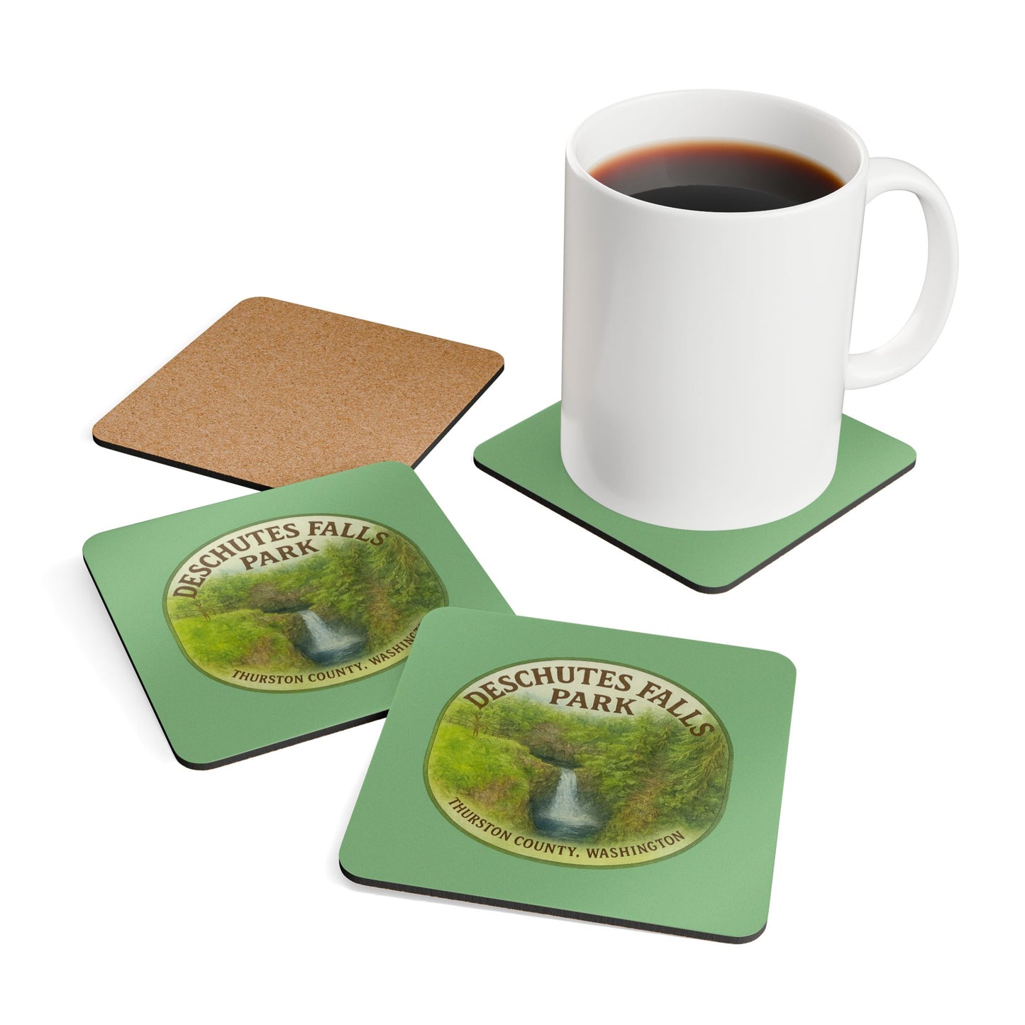 Deschutes Falls Park - Thurston County, Washington Coaster Set