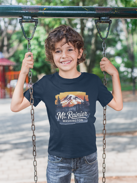 Mt. Rainier - Washington Sunset Kids Tee