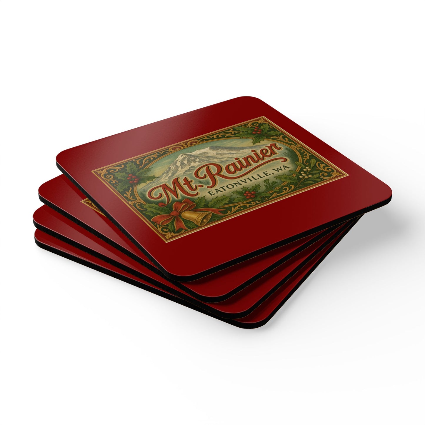 Mt. Rainier - Eatonville, WA Victorian Christmas Coaster Set