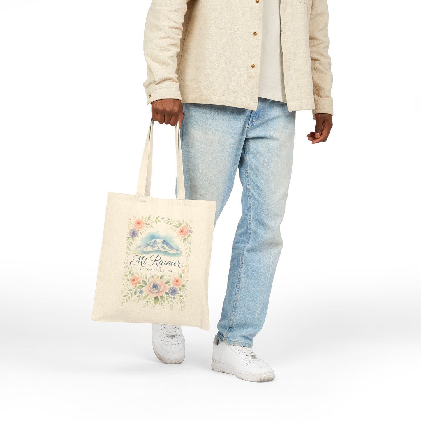Mt. Rainier - Eatonville, WA Rose Garden Canvas Tote Bag