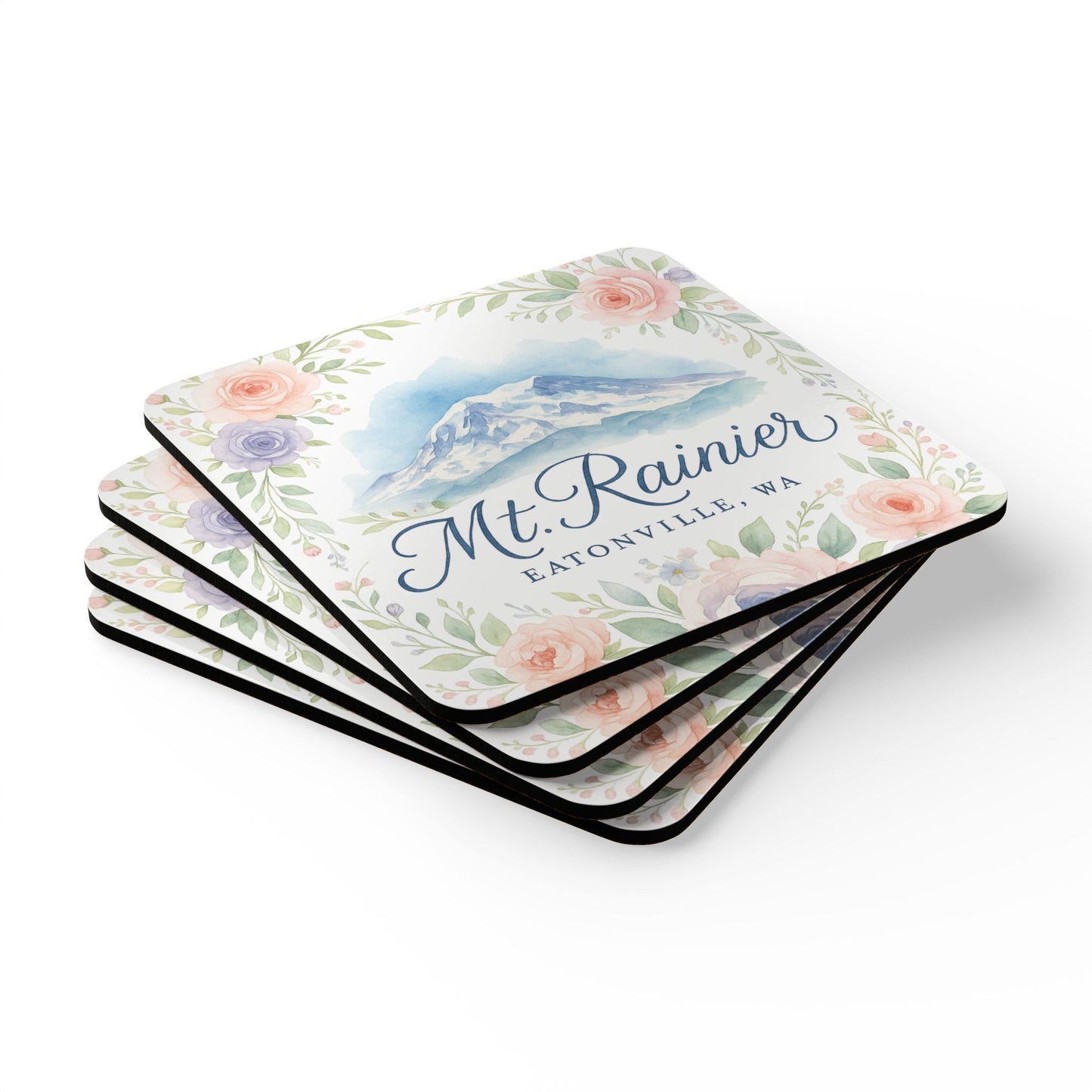 Mt. Rainier - Eatonville, WA Rose Garden Coaster Set