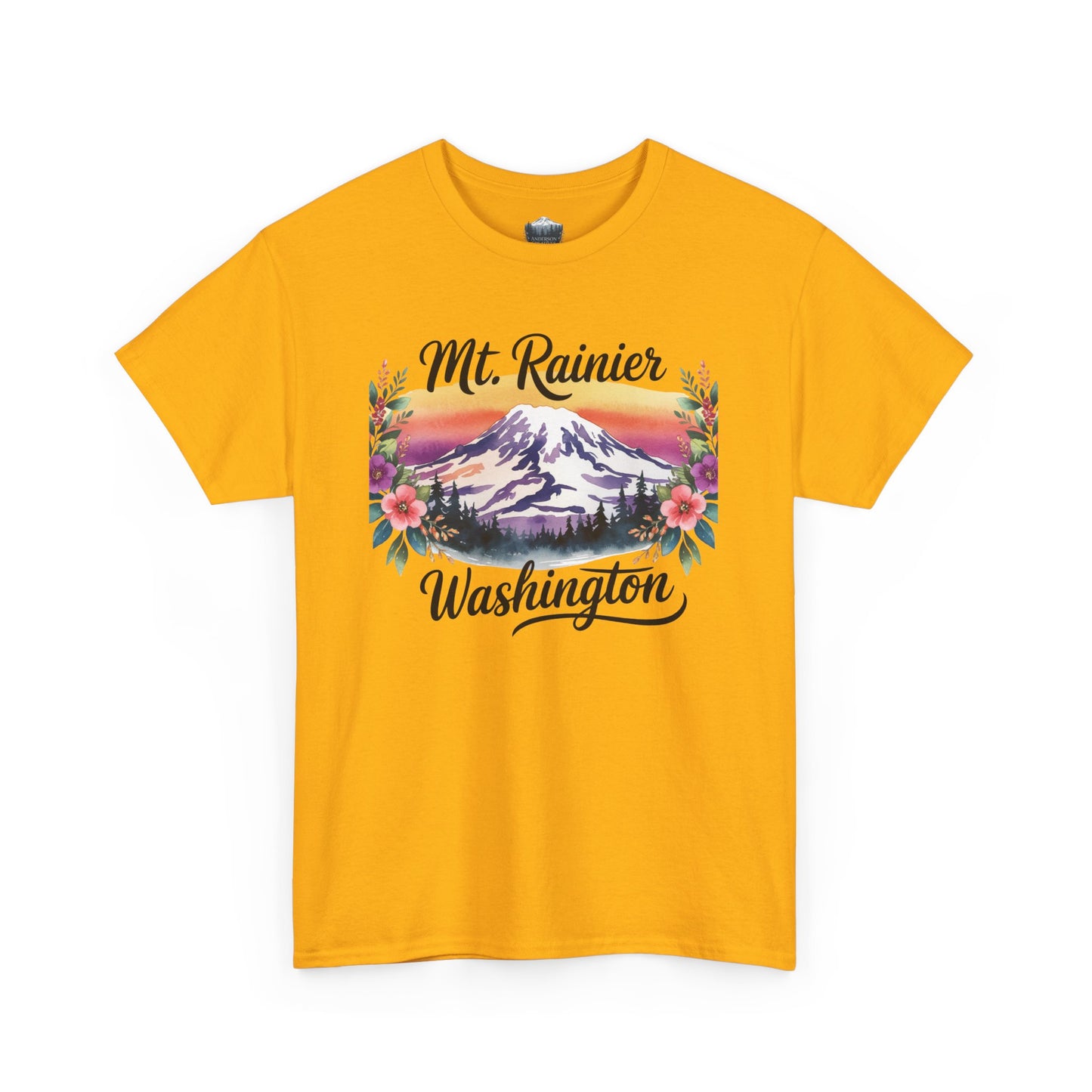 Mt. Rainier - Washington Floral Sunset T-Shirt