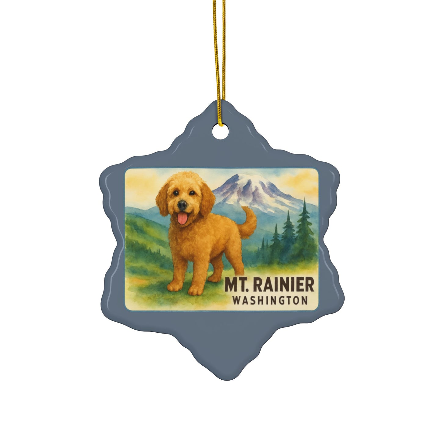 Mt. Rainier - Washington Golden Doodle Ornament