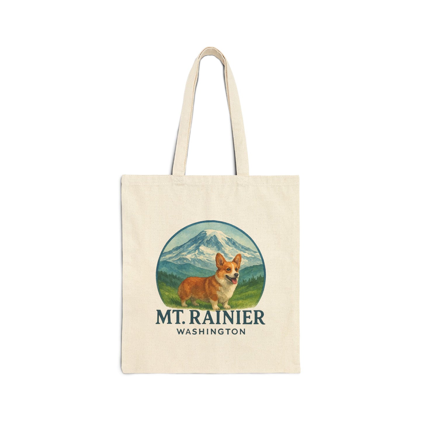 Mt. Rainier - Washington Corgi Canvas Tote Bag