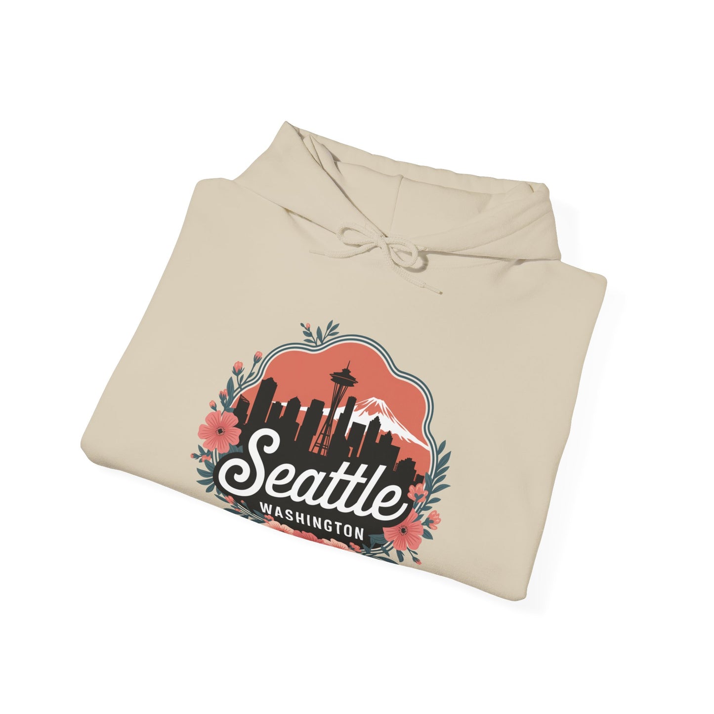 Floral Seattle City Skyline Hoodie