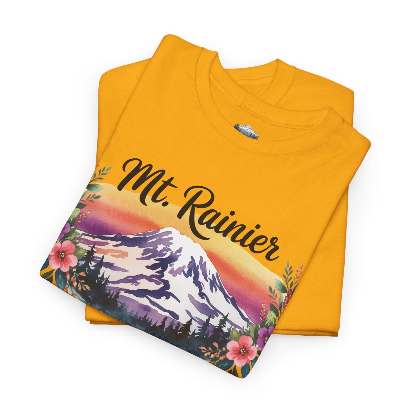 Mt. Rainier - Washington Floral Sunset T-Shirt