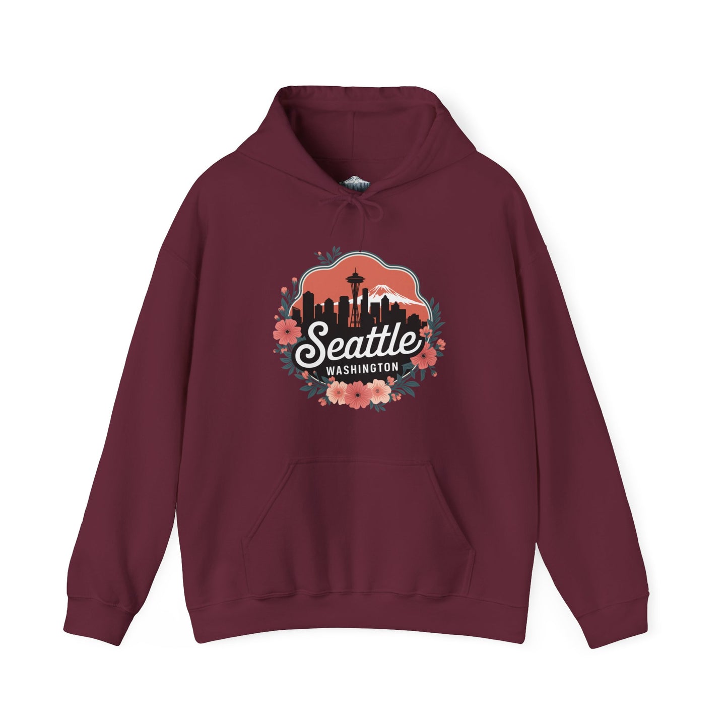 Floral Seattle City Skyline Hoodie