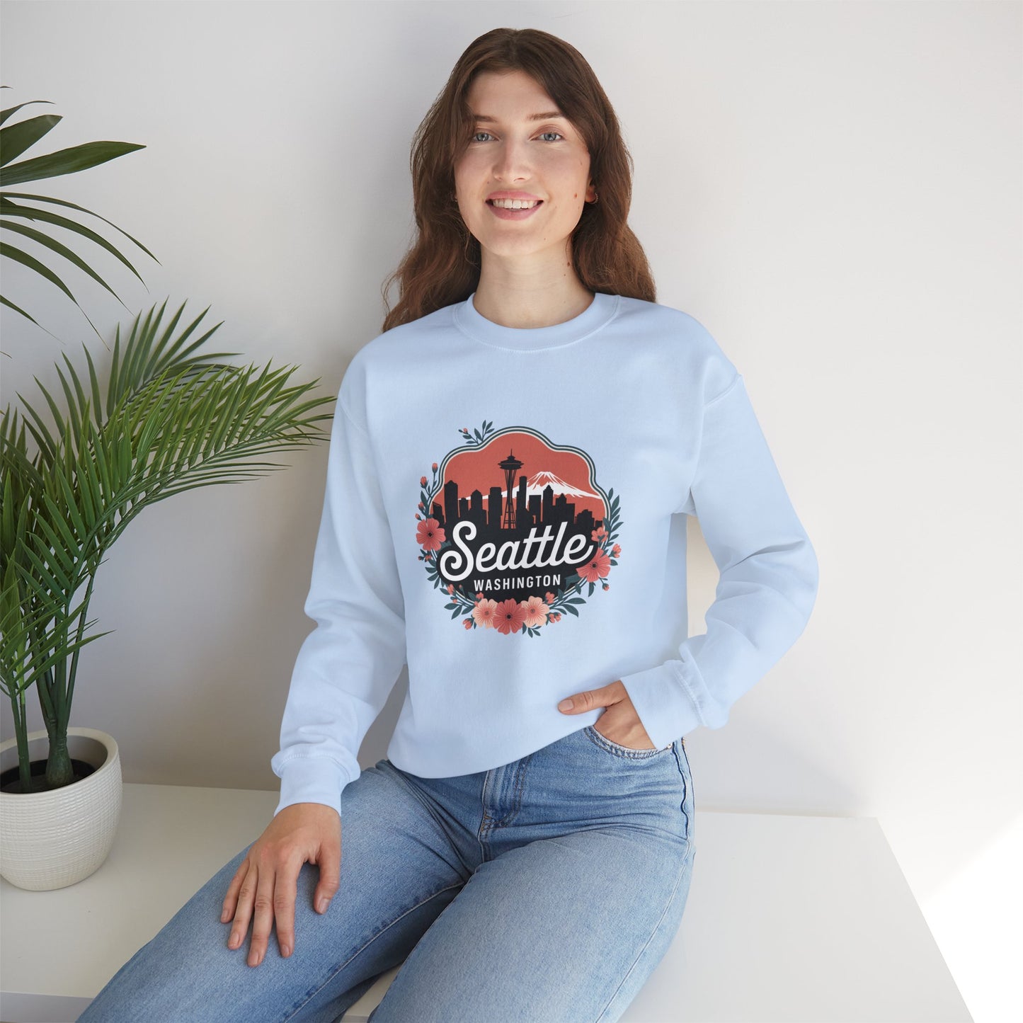 Floral Seattle City Skyline Sweatshirt