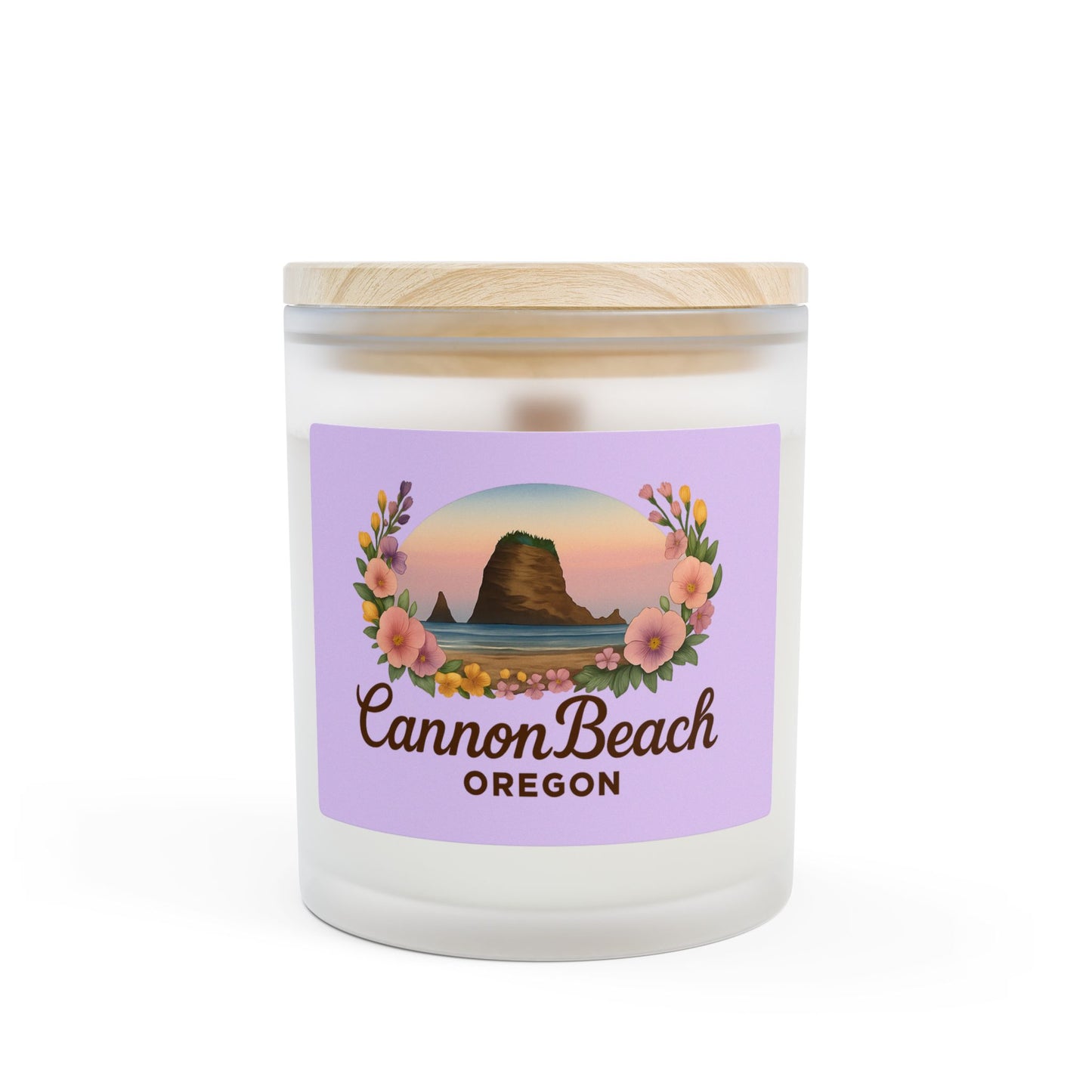 Cannon Beach Haystack Rock Frosted Glass Candle