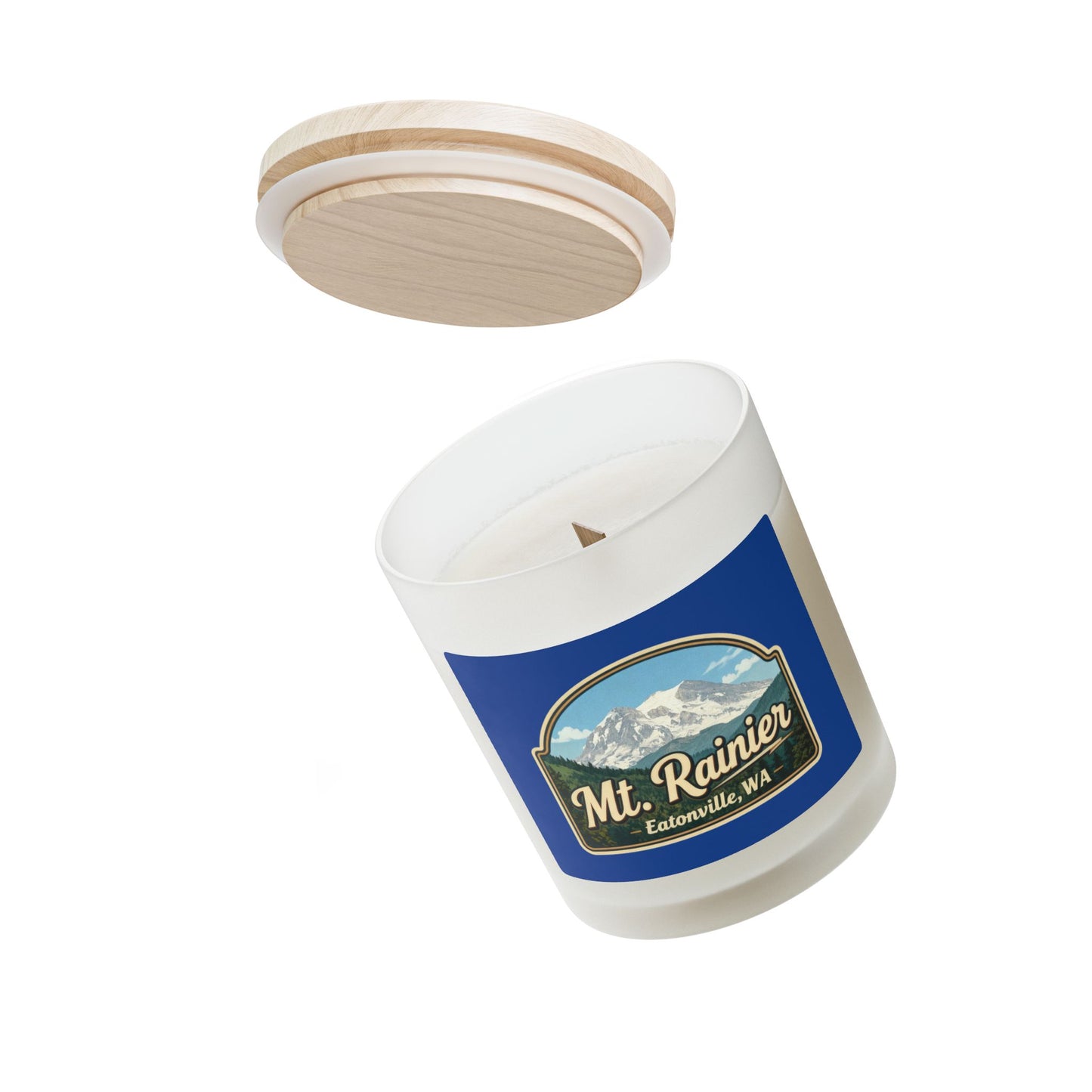 Mt. Rainier - Eatonville, WA Vintage Frosted Glass Candle