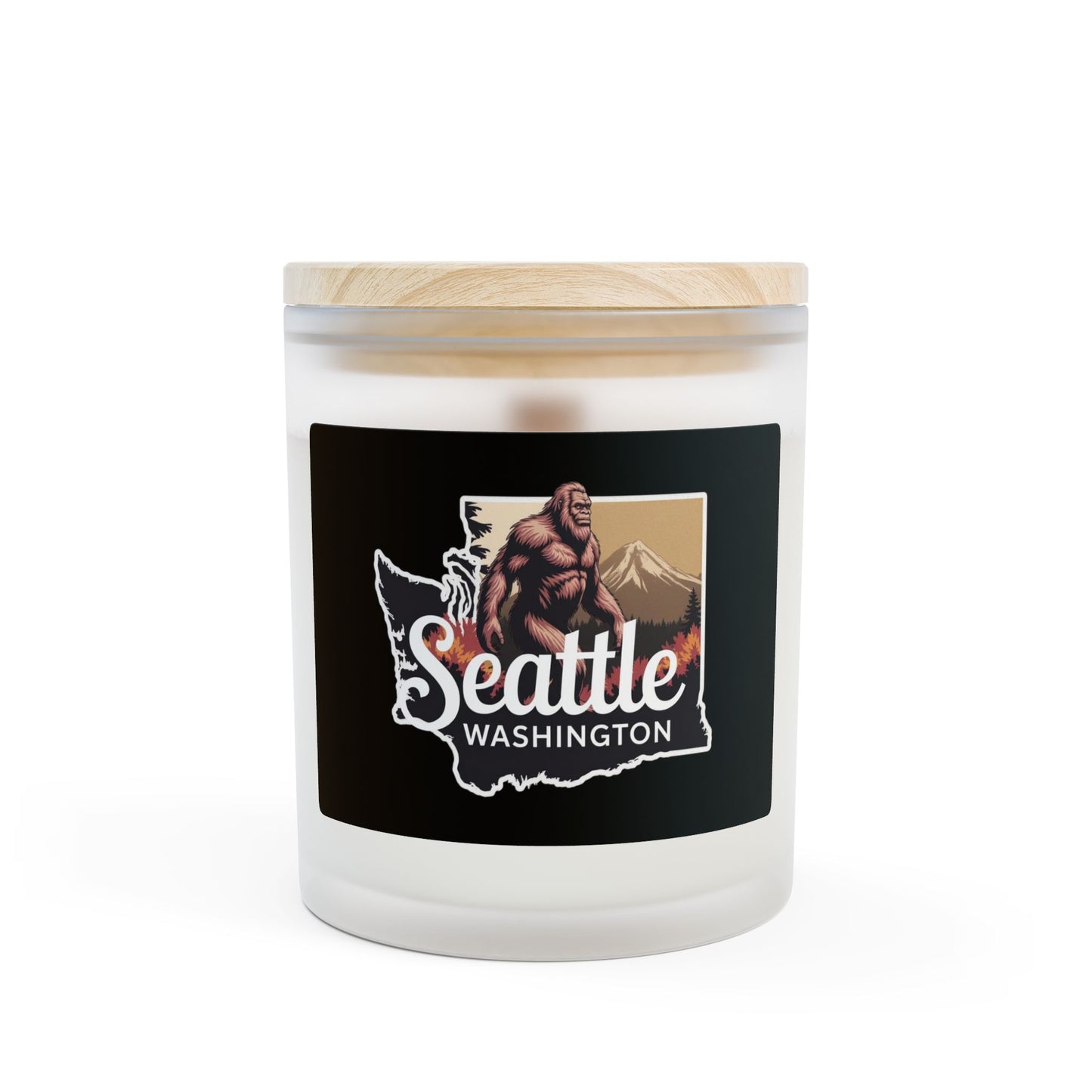 Bigfoot Seattle Washington Frosted Glass Candle