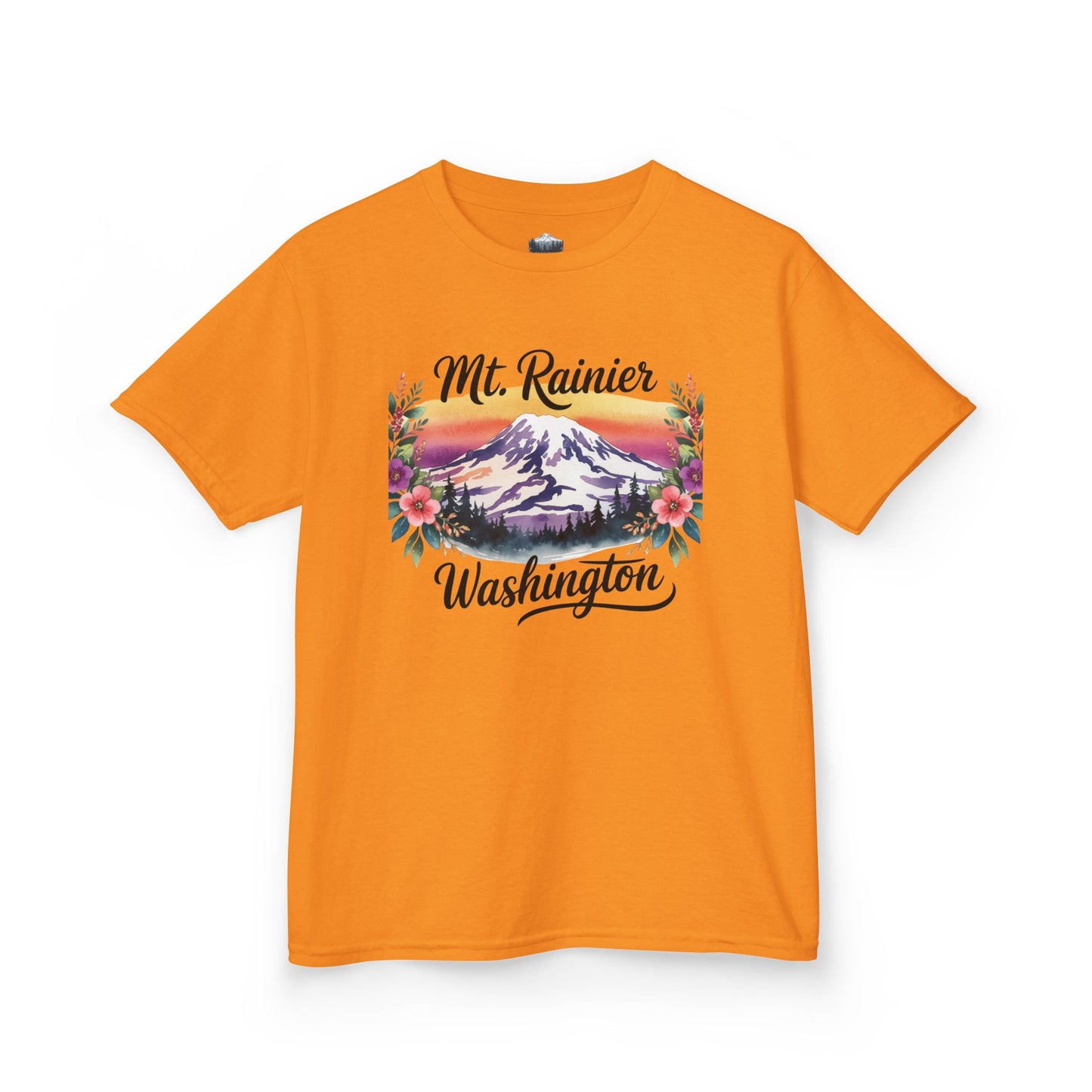 Mt. Rainier - Washington Floral Sunset Kids Tee
