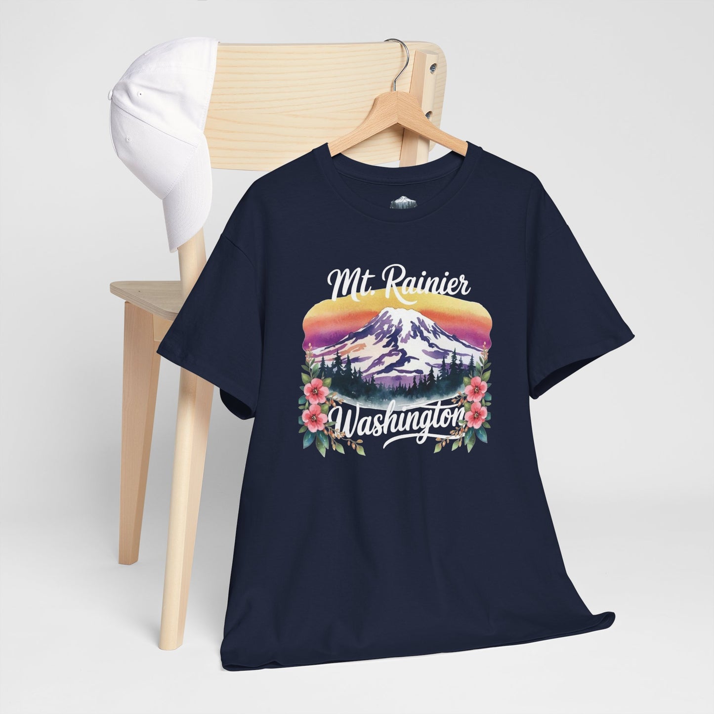 Mt. Rainier - Washington Floral Sunset T-Shirt