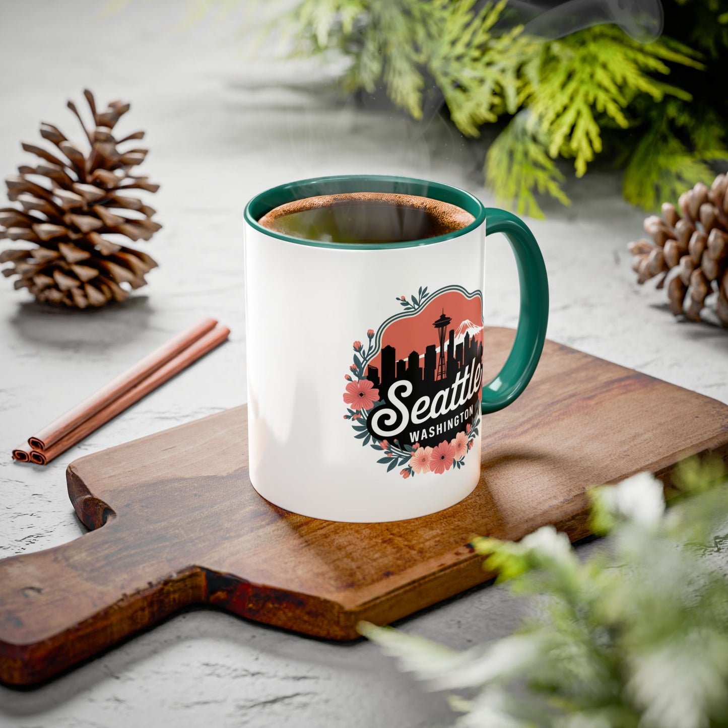 Floral Seattle City Skyline Mug
