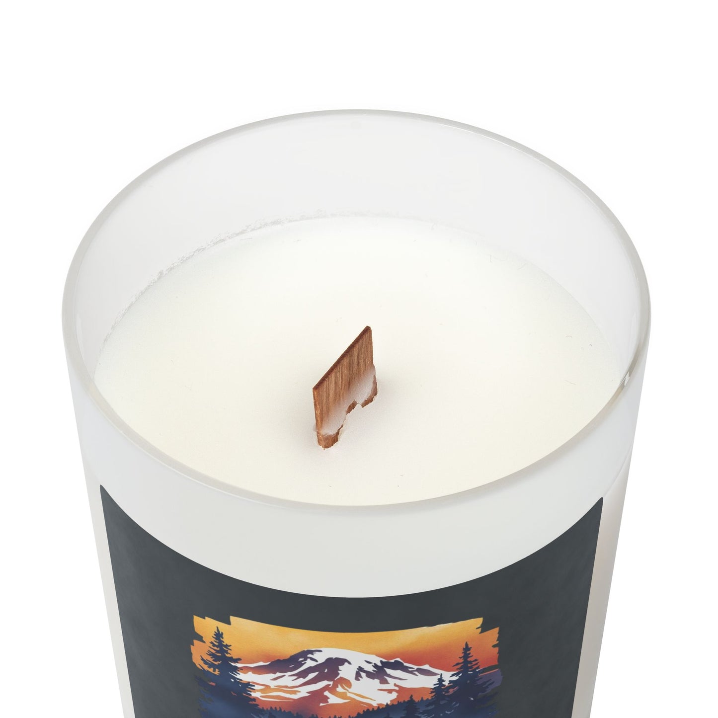 Mt. Rainier - Washington Sunset Frosted Glass Candle
