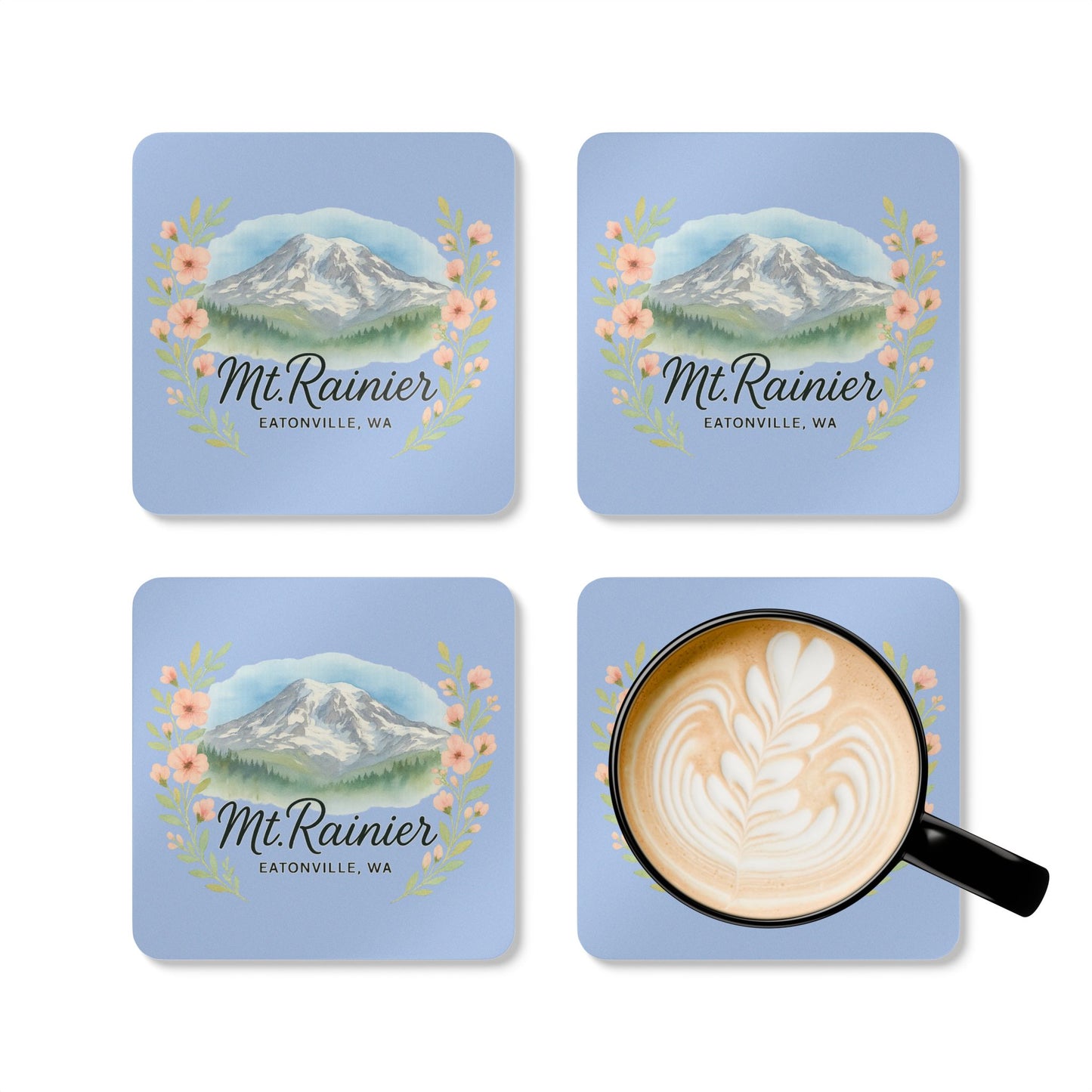 Mt. Rainier - Eatonville, WA Floral Coaster Set