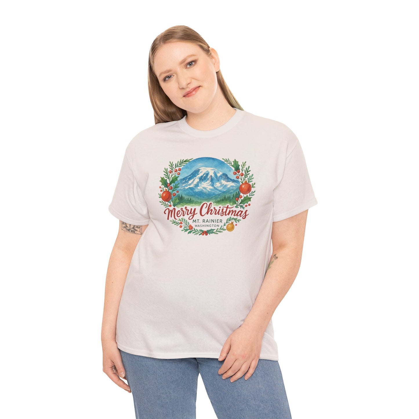 Mt. Rainier - Washington Merry Christmas T-Shirt
