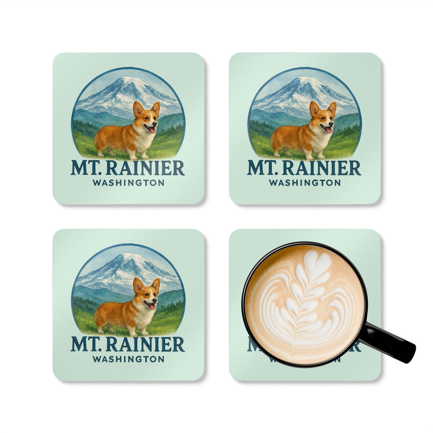 Mt. Rainier - Washington Corgi Coaster Set