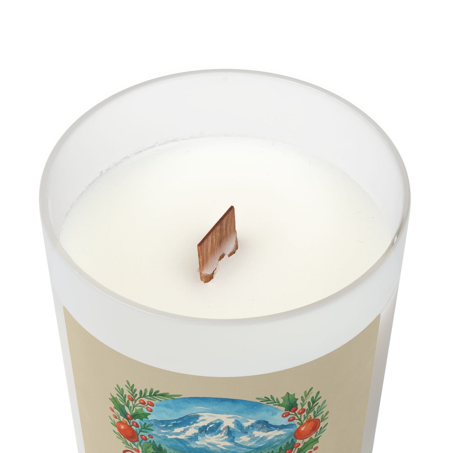Mt. Rainier - Washington Merry Christmas Frosted Glass Candle
