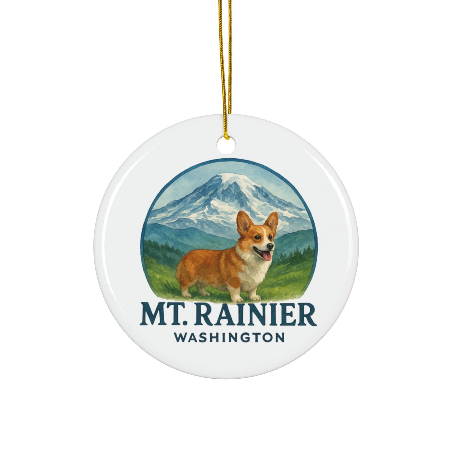 Mt. Rainier - Washington Corgi Ornament