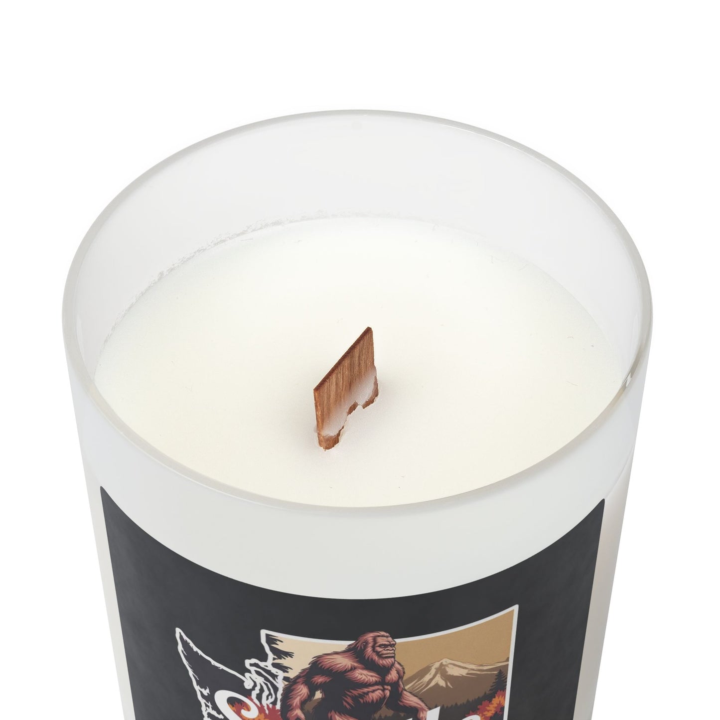 Bigfoot Seattle Washington Frosted Glass Candle